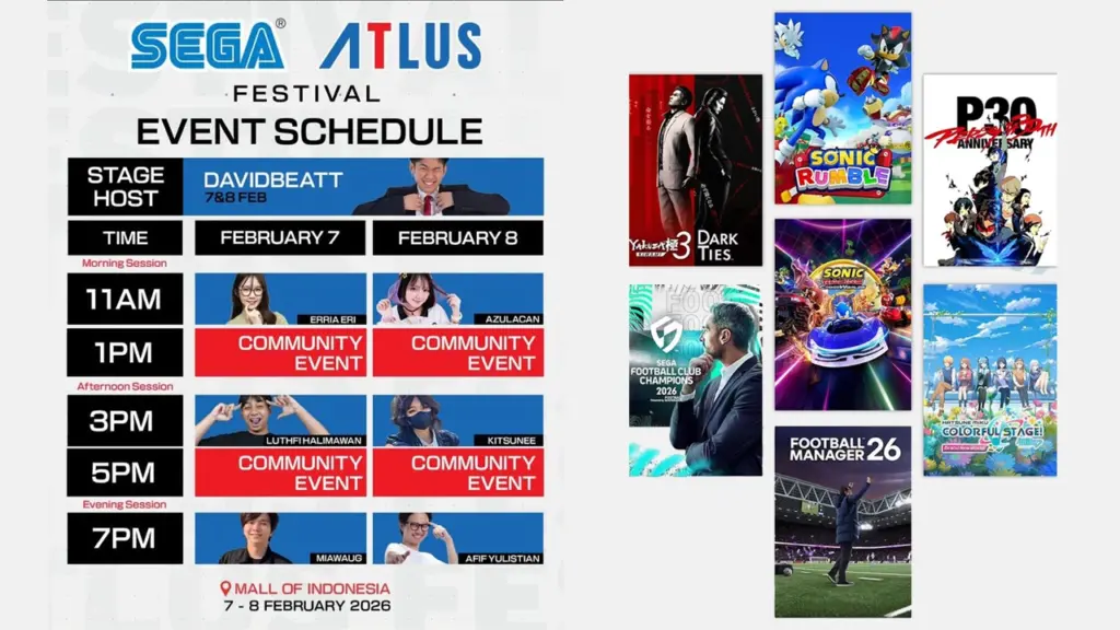 Suasana SEGA ATLUS Festival Indonesia 2026 di Mall of Indonesia